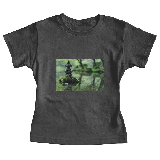 Zen Stone Stack Reflected in Tranquil Pond Baby Tees