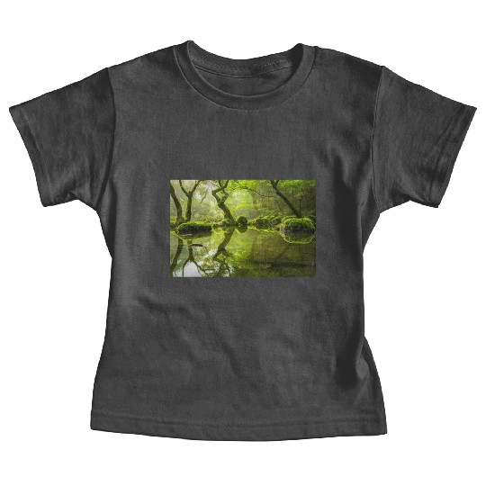 Enchanted Forest Reflections in Tranquil Pond Baby Tees