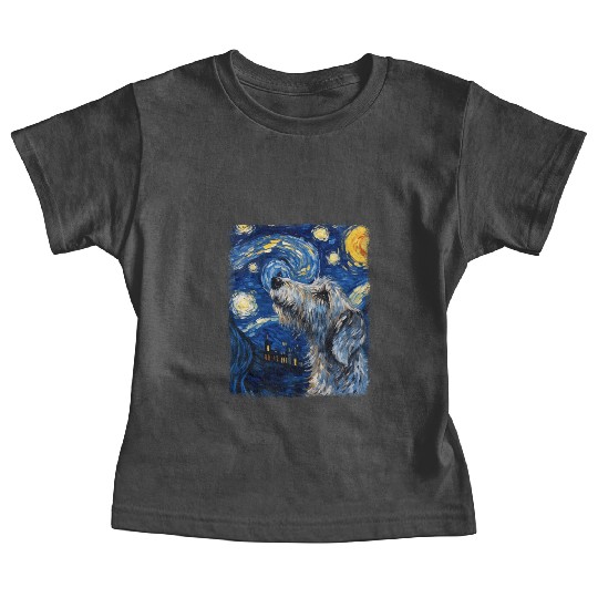 Irish Wolfhound Dog Starry Night Painting Baby Tees