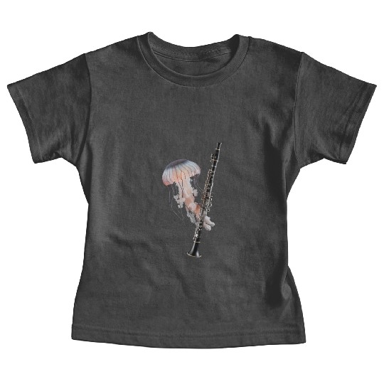 Jellyfish Playing Clarinet Realistic Baby Tees