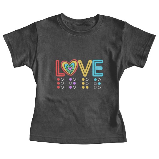 Retro Braille Rainbow Heart Braille Love Baby Tees