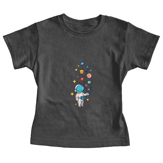 Astronaut and Balloon Planets Lover Funny Design Baby Tees