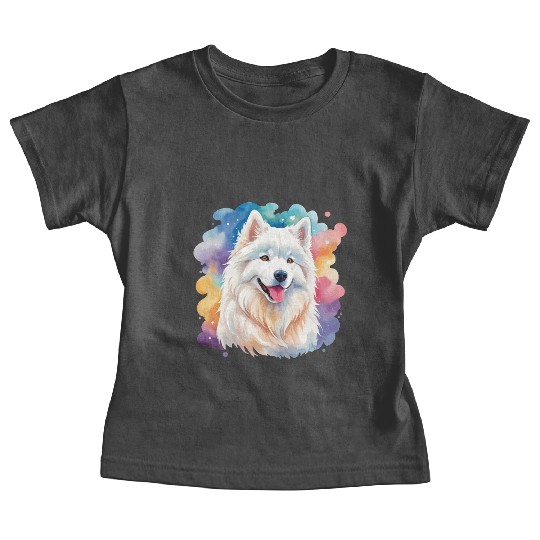 Samoyed Dog Watercolor Baby Tees