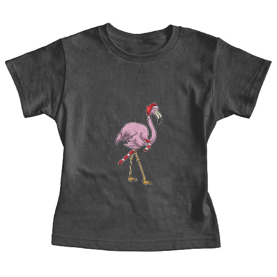 Flamingo Christmas Candy cane Baby Tees