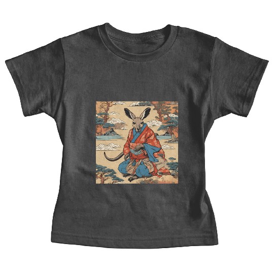 Retro Ukiyo-e Style Kangaroo Caricature Baby Tees