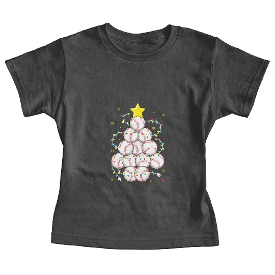 Baseball Christmas Tree Xmas Sports Player Coach Baby Tees