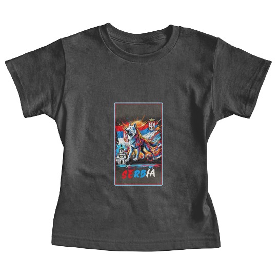 Serbia wolf national flag design Baby Tees