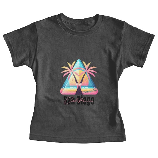 Retro California Greeting - Palm Trees at Sunset Baby Tees
