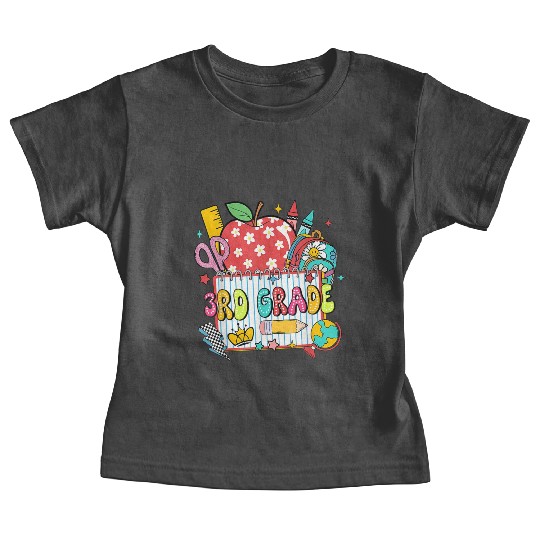 Retro Dalmatian Third Grade Back to School Apple P Baby Tees