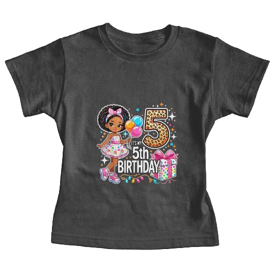 Its My 5th Birthday African American Black Girl 5 Baby Tees