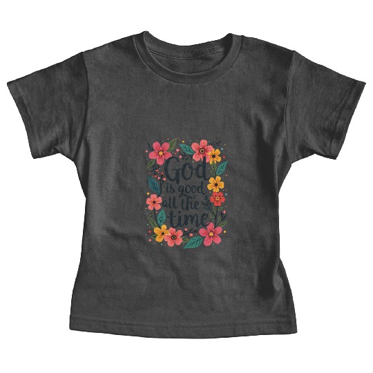 God Is Good All The Time Christian Quote Flower Baby Tees
