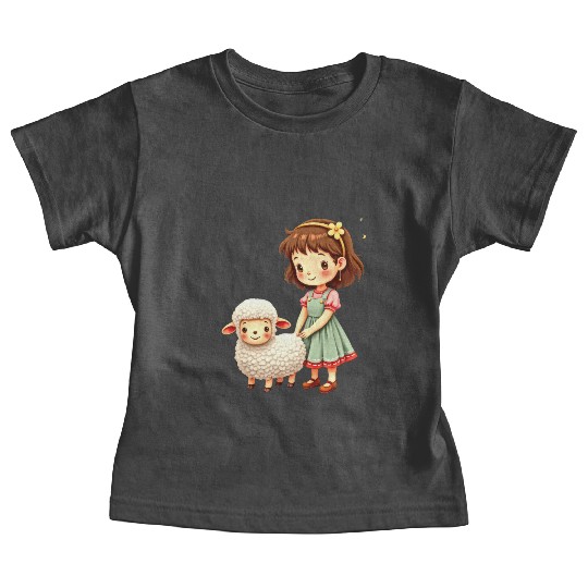 Girl with Cute Lamb Baby Tees