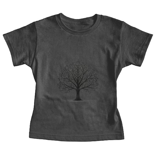 black silhouette, tree, vector, minimalist style, Baby Tees