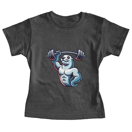 Seal with Barbell Fitness Gym Training Baby Tees