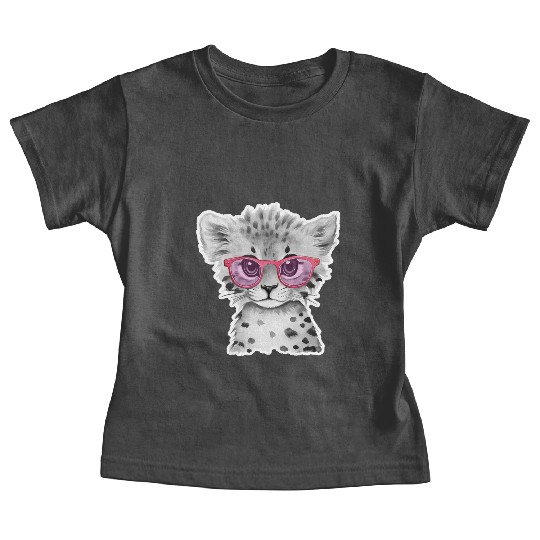 cheetah Animals with Glasses Baby Tees