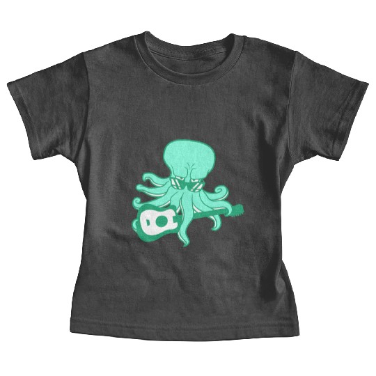 Cool Octopus Kraken Squid Plays Guitar Guitarist Baby Tees