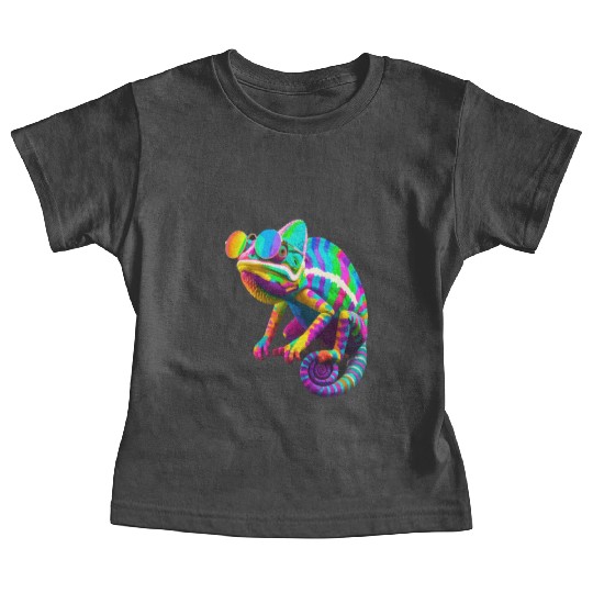 Colorful Chameleon with Sunglasses Baby Tees