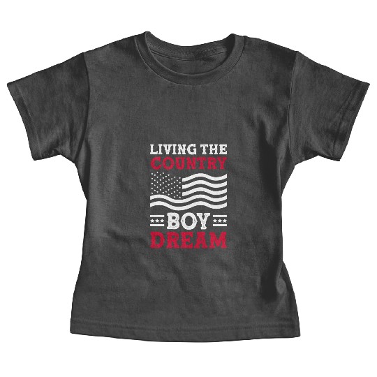Small Town Us Flag Country Livin Boy Baby Tees