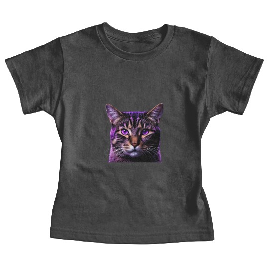 Vivid Lilac-Eyed Tabby Cat Portrait Baby Tees