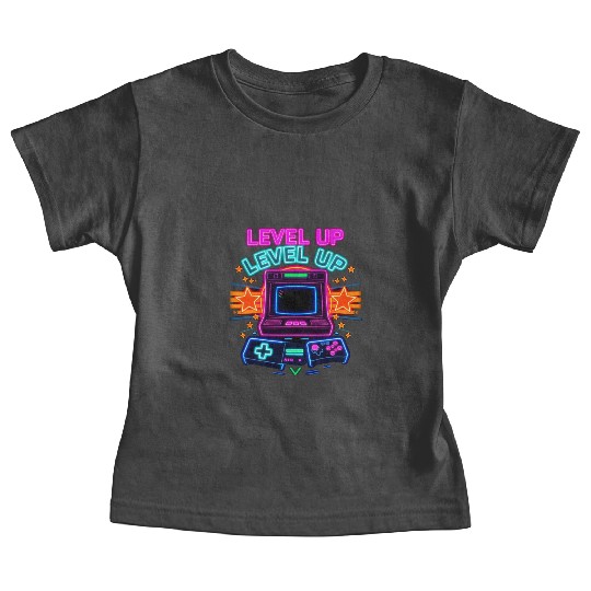 Neon Arcade Glory: Level Up Baby Tees