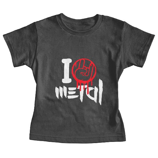 I Love Heavy Metal Hard Rock Music Graffiti Heart Baby Tees