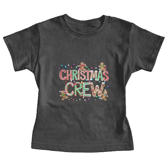Gingerbread and Candy Christmas Crew with Lights Baby Tees