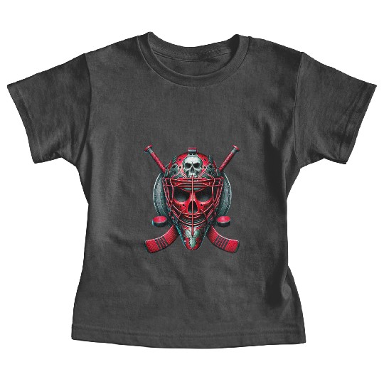 Red Skull Hockey Goalie Baby Tees