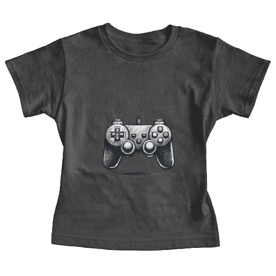 Gamer Controller Cartoon Charcoal Gaming Art Baby Tees