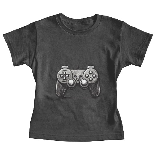 Gamer Controller Cartoon Charcoal Gaming Art 3 Baby Tees