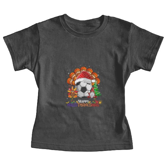 Soccer Turkey Gnome Happy Hallothanksmas Baby Tees