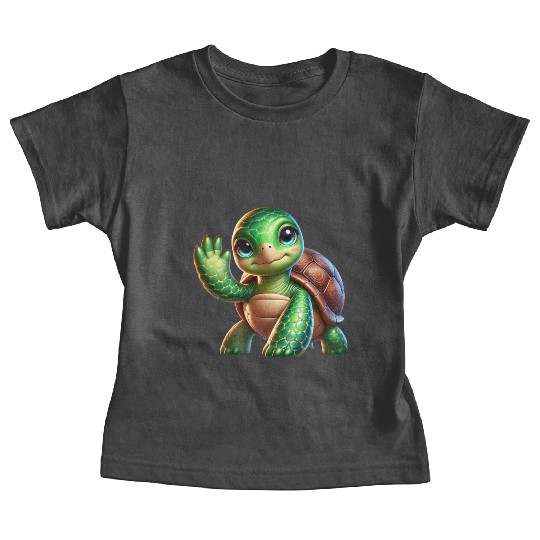 Adorable Waving Turtle Baby Tees