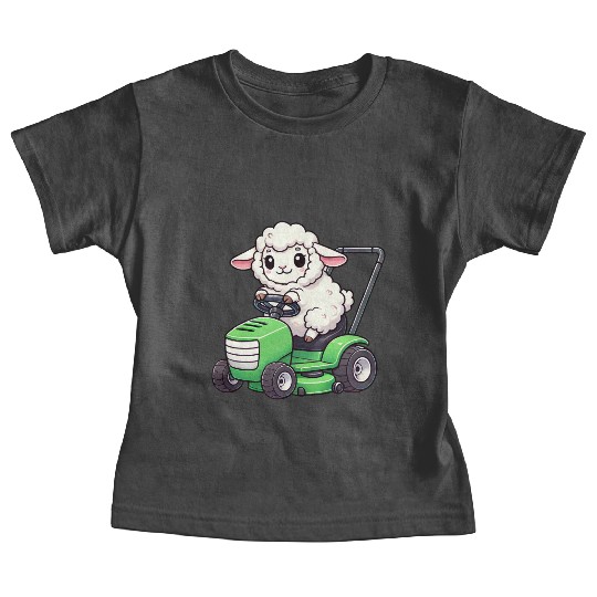 Funny sheep lawn mower farmer lamb grass Baby Tees