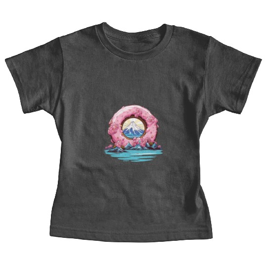 Japan Sakura Blossom Mount Fuji Donut Baby Tees