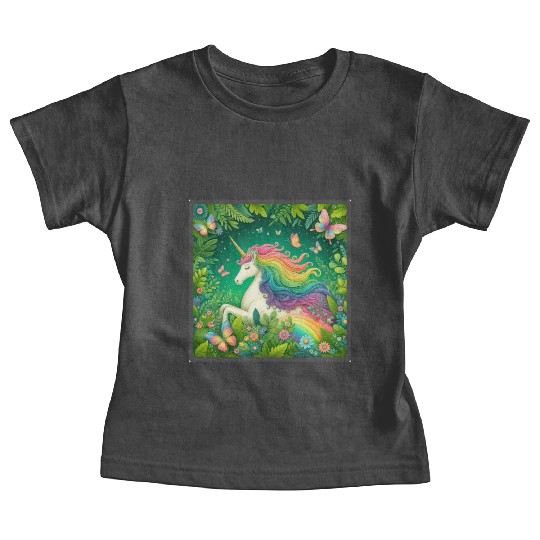 Unicorn, Unicorn butterfly in flower garden design Baby Tees