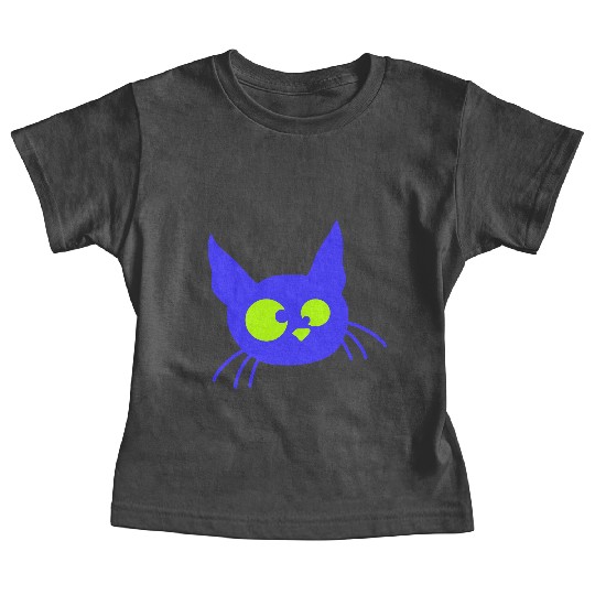 Crazy Cat Squinting Funny Eyes Grimace Fun Cartoon Baby Tees