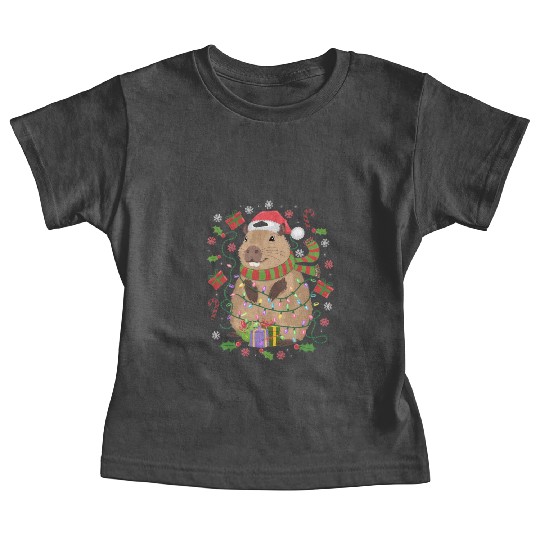 Cute Christmas Capybara - Holiday Lights and Gifts Baby Tees