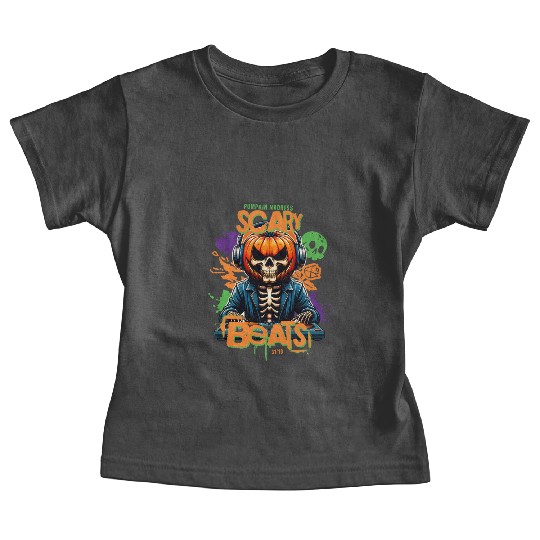Pumpkin Madness Scary Beats Halloween DJ Design Baby Tees