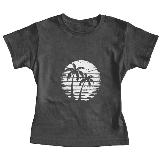 Vintage Palm Tree Beach Sunset Tropical Retro Baby Tees