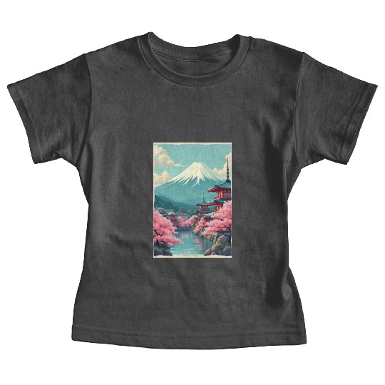 Serenity Beneath Mount Fuji Baby Tees