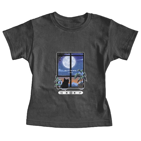 Pixel Lofi Black Cat Moonlit Serenity Baby Tees