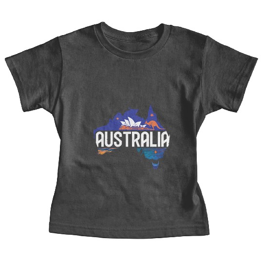 Australia Kangaroo & Sydney Opera House Map Baby Tees