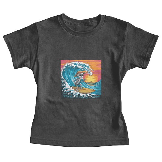 Surfing Skeleton Vibes Surfing Lifestyle Retro Baby Tees