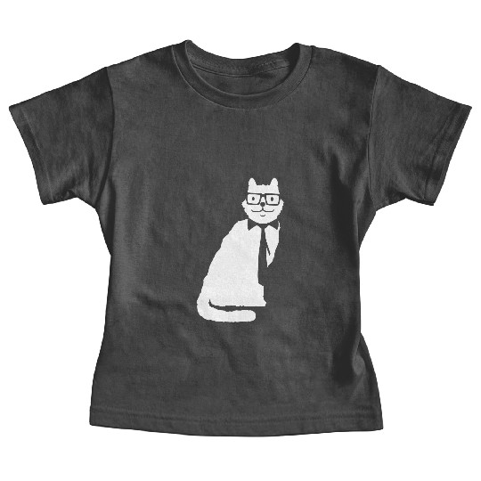 Nerd Cat Horn-rimmed Glasses Geek Smart Kitten Fun Baby Tees