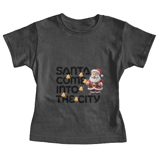 Festive Santa with Jingle Bells Design Baby Tees