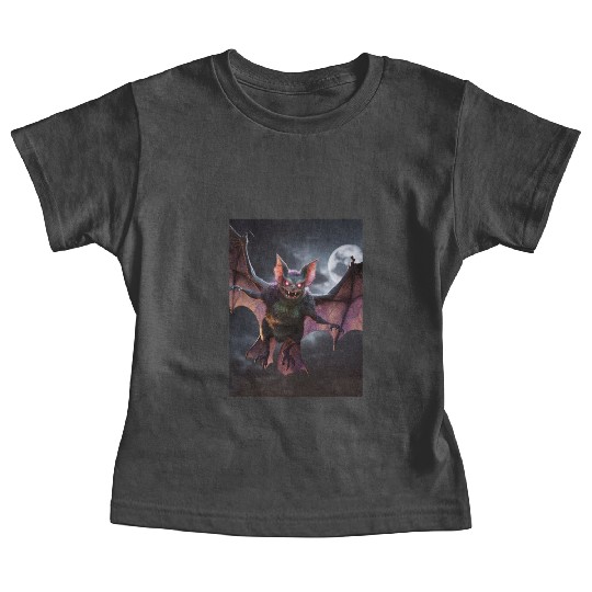 monster zombie bat glowing red eyes halloween Baby Tees