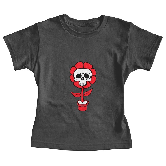 Evil Skull Flower Horror Halloween Skeleton Head Baby Tees