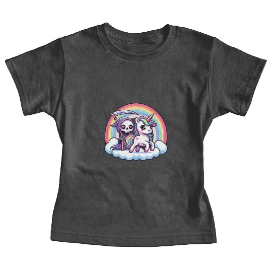 Cute Reaper And Unicorn Rainbow Baby Tees