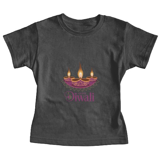 Happy Diwali with Beautiful Diya Lamps Baby Tees