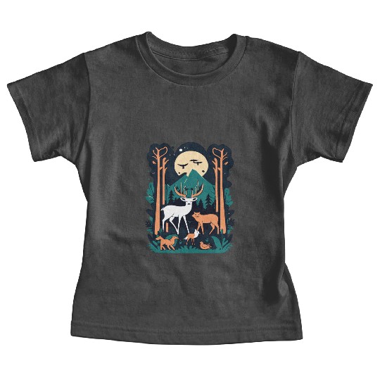 Enchanted Forest Wildlife Scene – Nature Adventure Baby Tees