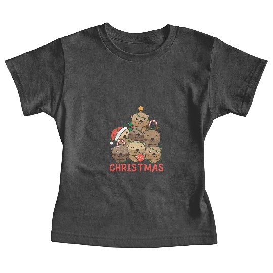 Otter Christmas Tree Merry Christmas Baby Tees